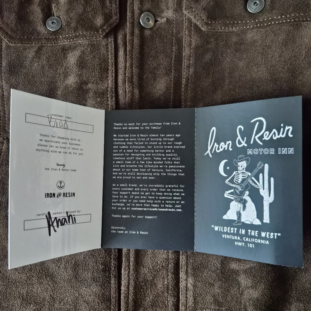 Iron & Resin Brown Buffalo Suede Mechanic Jacket In XL - Picture 10 of 10